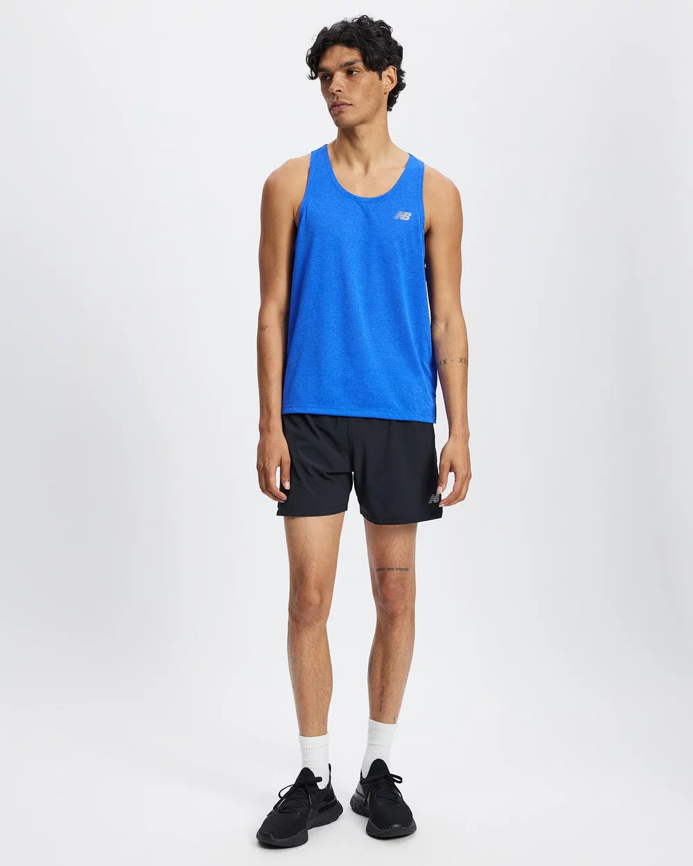 New Balance Athletics Tank Mens Blue Gemstone Heather - Frontrunner Colombo
